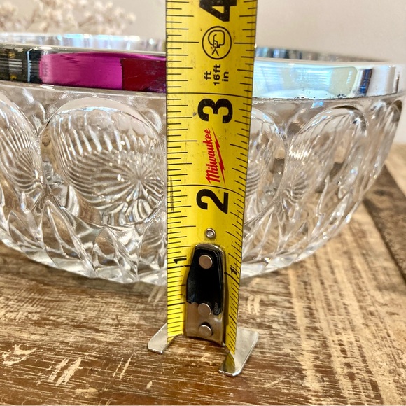 Vintage Glass Serving Bowl With Silver Plated Rim - Picture 14 of 14